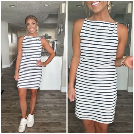 This target style dress is soooo cute! Perfect stripes for summer. Only $20! Can dress it up or down. Runs tts. I’m 5’2.

Target style. Stripes. Everyday style. Affordable fashion. 