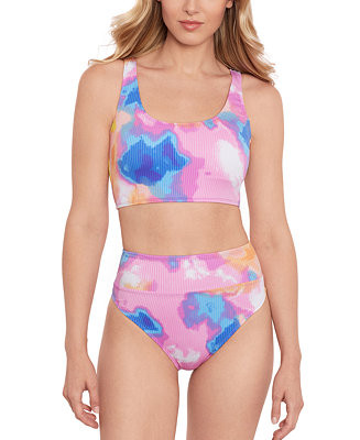 Salt + Cove Juniors' Printed Cropped Tankini Top & Printed High Waist Bikini Bottoms, Created For... | Macy's