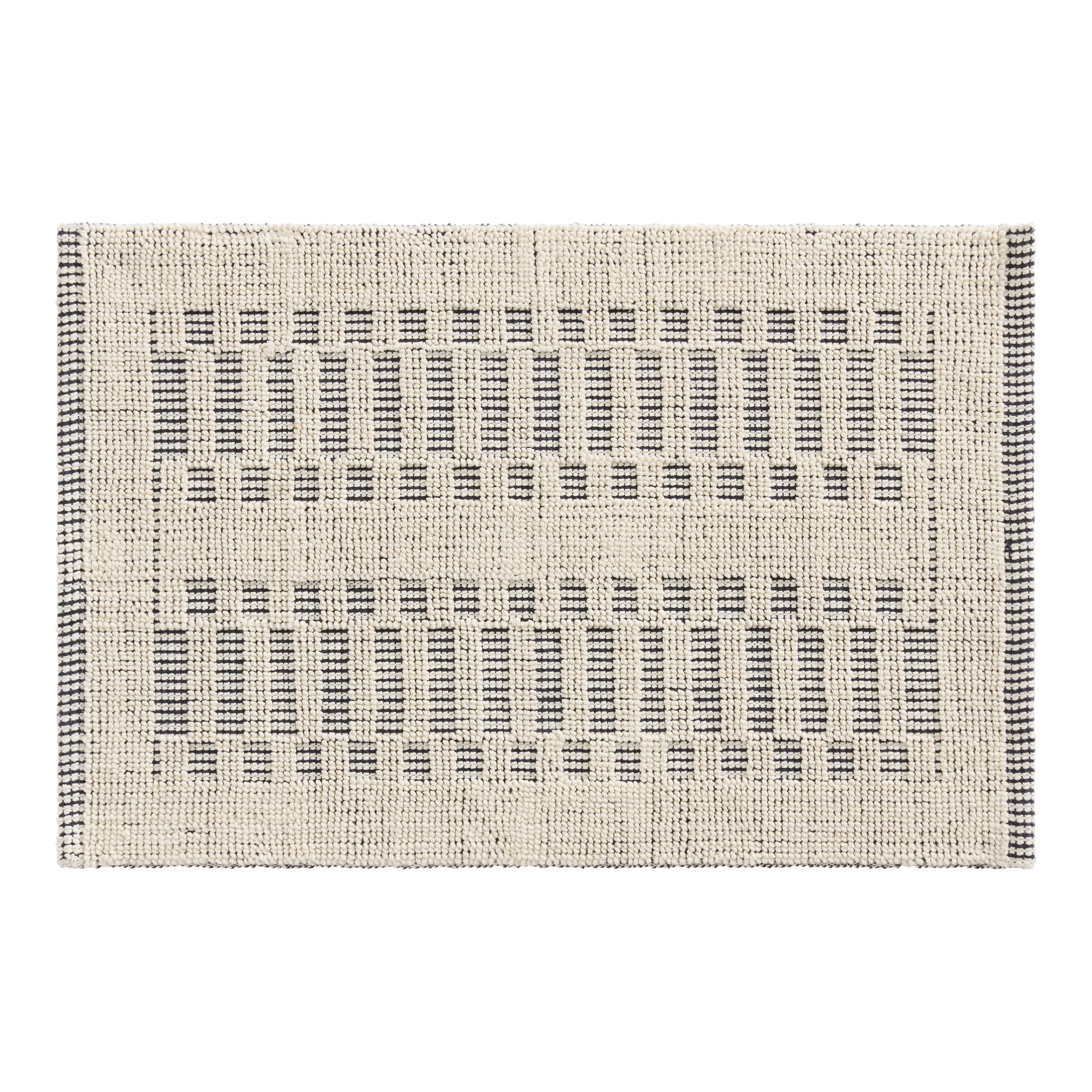 Milo Ivory and Black Striped Woven Bath Mat | World Market