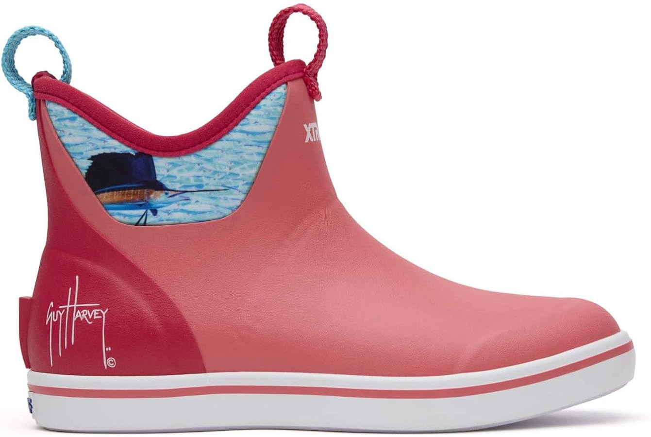 Xtratuf Women's Ankle Deck Boot Guy Harvey, Coral Sailfish, Size 9(M) | Amazon (US)