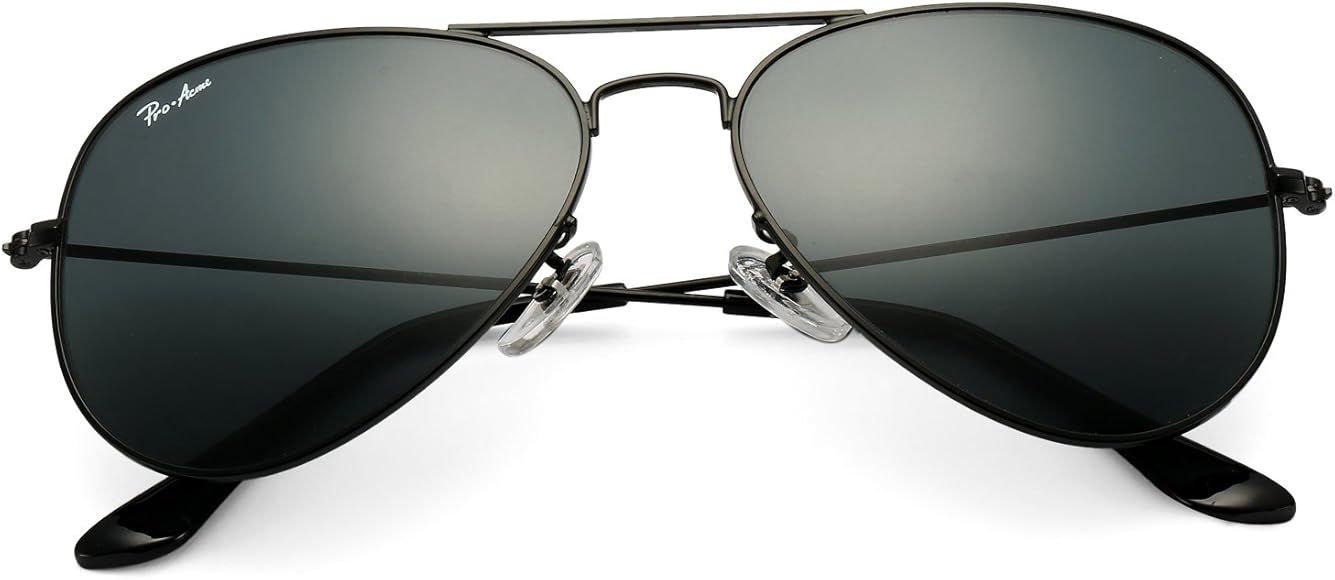 Classic Aviator Sunglasses for Men Women 100% Real Glass Lens | Amazon (US)