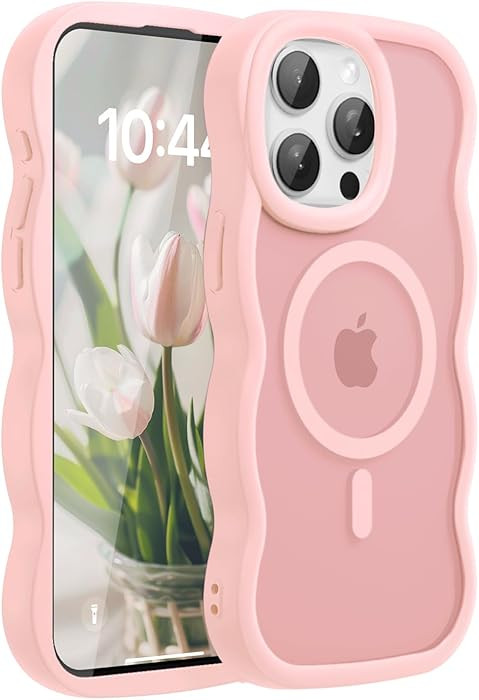 Magnetic for iPhone 15 Pro Max Case, Compatible with Magsafe Wavy Frame Cute Translucent Matte Ha... | Amazon (US)