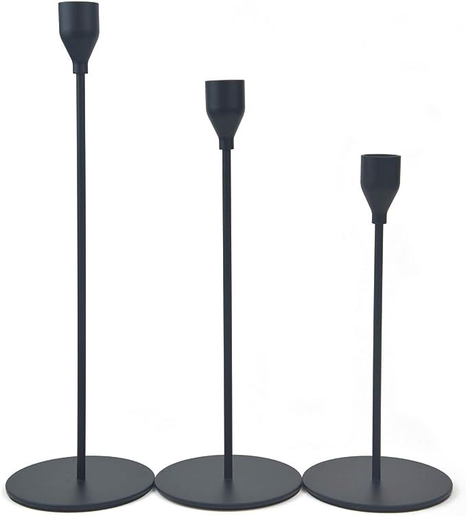 Moonlight Matte Black Candle Holders Set of 3 for Taper Candles,Decorative Candlestick for Dinnin... | Amazon (US)