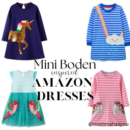 Mini Boden look alike
Copy cat casual fun print dresses. Long sleeve stripes and animal inspired. Perfect girl print dresses  

#LTKbaby #LTKfamily #LTKkids