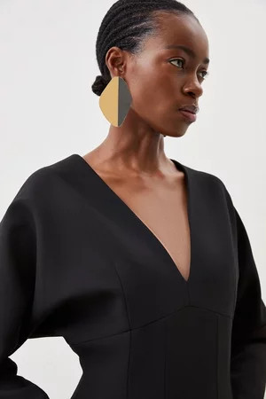 Tailored Compact Stretch Rounded Sleeve Mini Dress | Karen Millen UK + IE + DE + NL