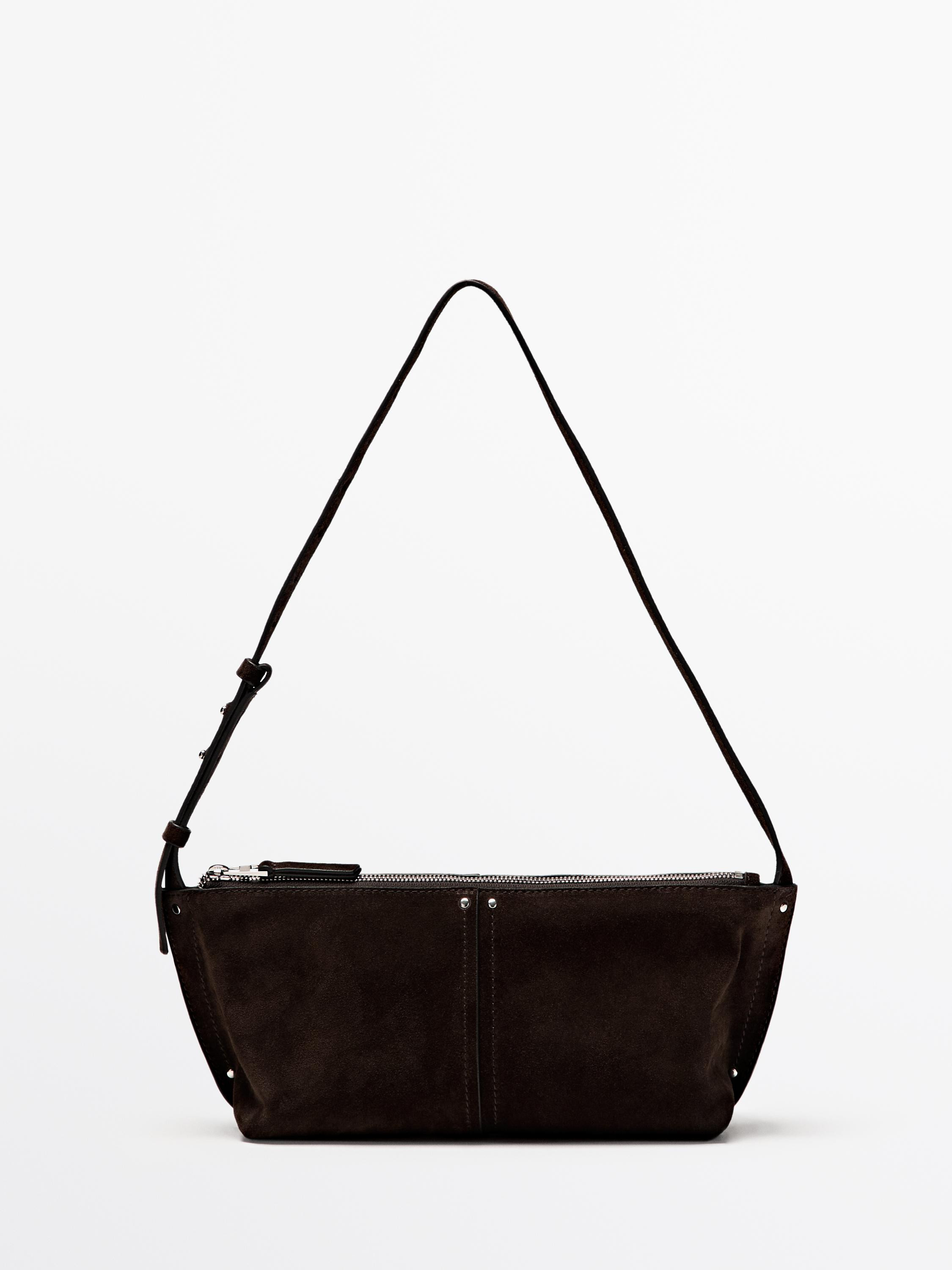 Split suede shoulder bag | Massimo Dutti UK