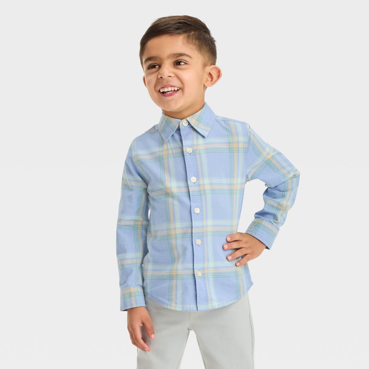 OshKosh B'gosh Toddler Boys' Plaid Woven Top - Blue | Target