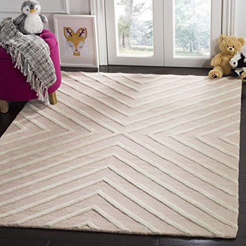 Amazon.com: SAFAVIEH Kids Collection 6' x 9' Pink / Ivory SFK920P Handmade Geometric Wool Area Ru... | Amazon (US)