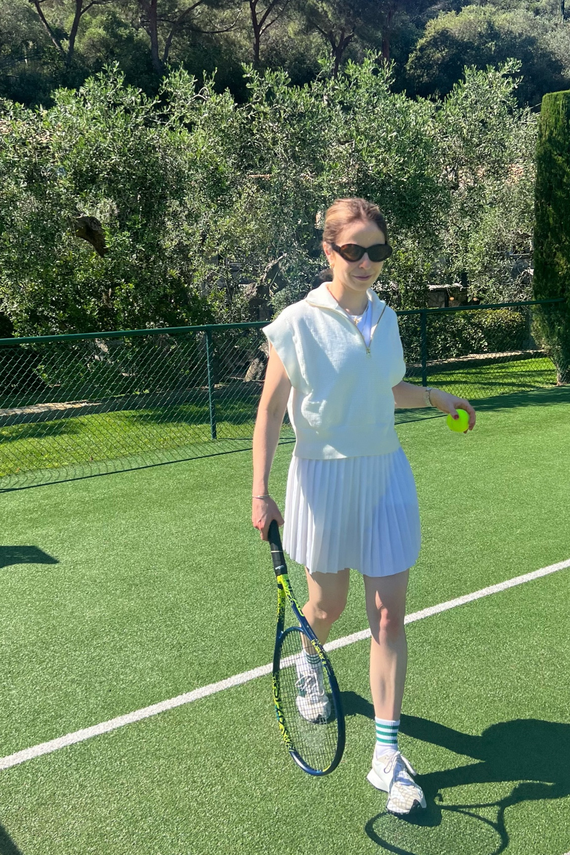 Tennis dress Varley
Perforated pull over varley
New balance sneakers 
CHIMI sunglasses

#LTKfit #LTKstyletip