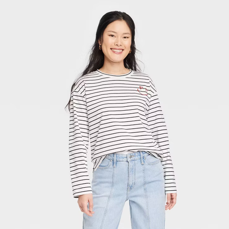 Women's Long Sleeve T-Shirt - A New Day™ Striped | Target