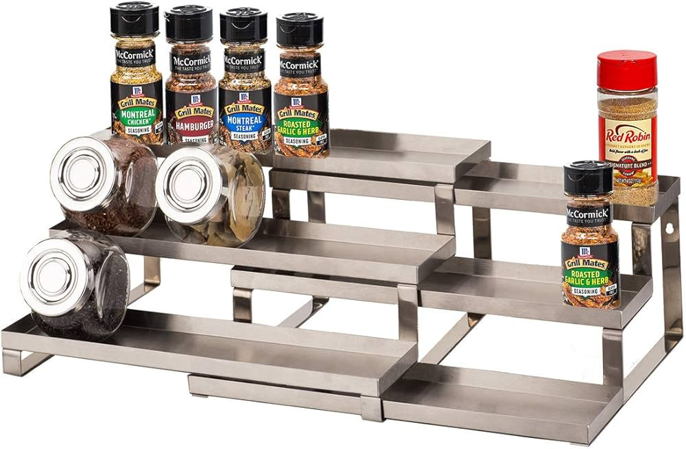 Spice Rack Organizer for Cabinet/Wall Mount/Countertop/Pantry - 3 Tier Expandable Spice Shelf - S... | Amazon (US)