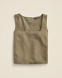 Squareneck button-back top in linen | J. Crew US