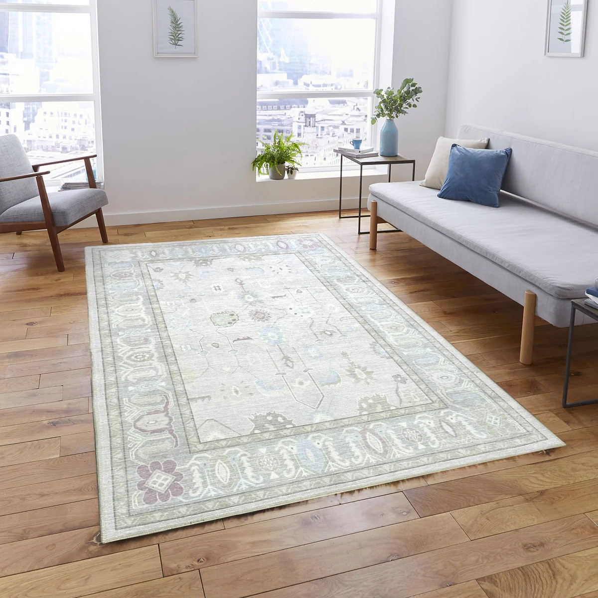 Daria Neutral Faded Pink Blush Oushak Rug | Fame Rugs