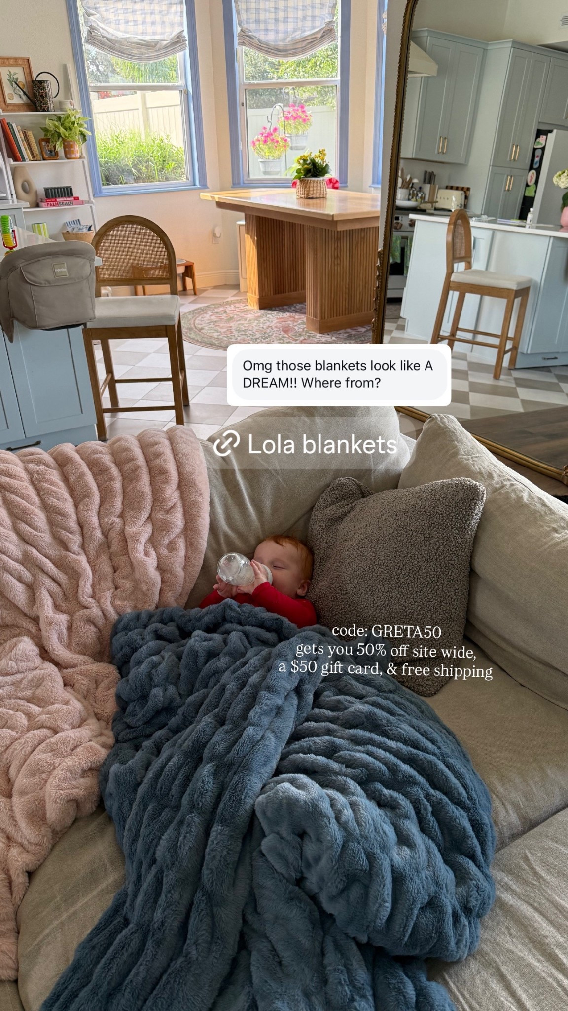 code: GRETA50 gets you 50% off site wide, a $50 gift card, & free shipping