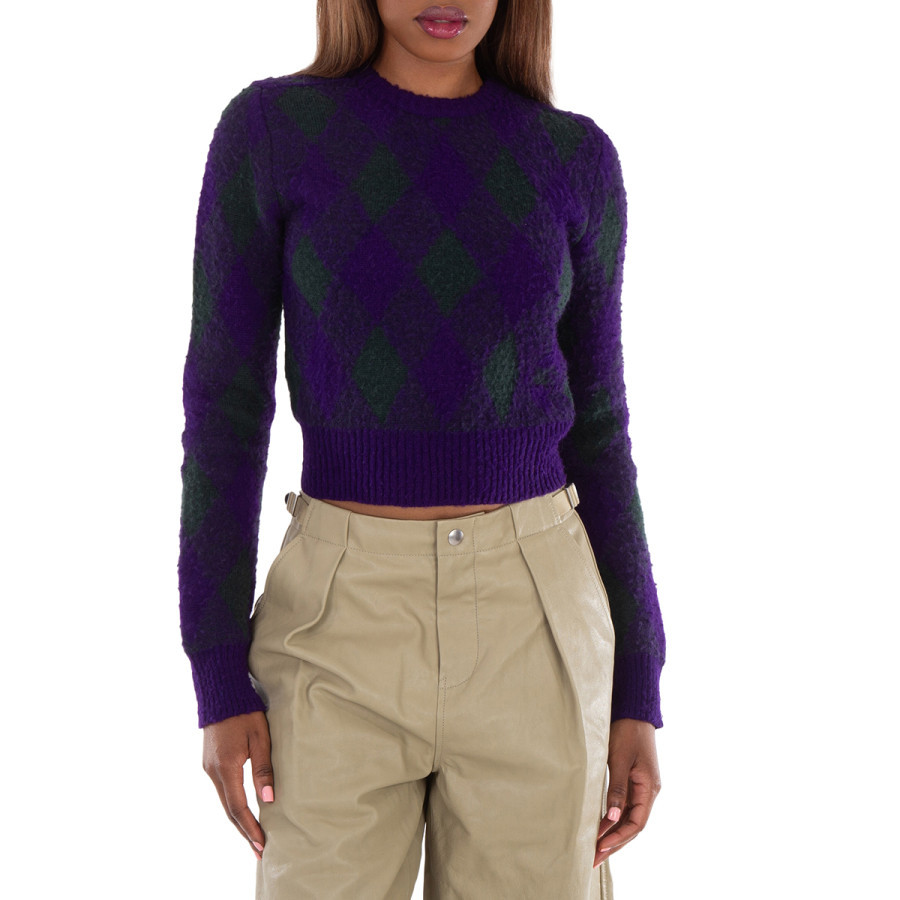 Burberry Argyle-Knit Long Sleeve Cropped Jumper, Size Small | Jomashop.com & JomaDeals.com