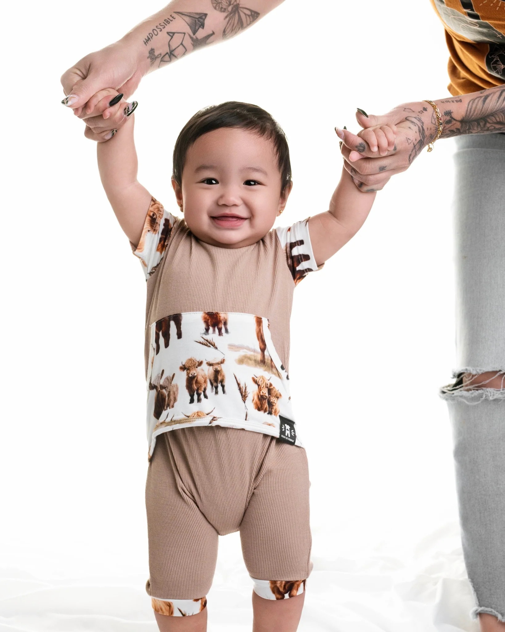 Front Opening Shortie Ready Set Romper® in Highland Dreams & Ribbed Sa | Ready Set Romper ®