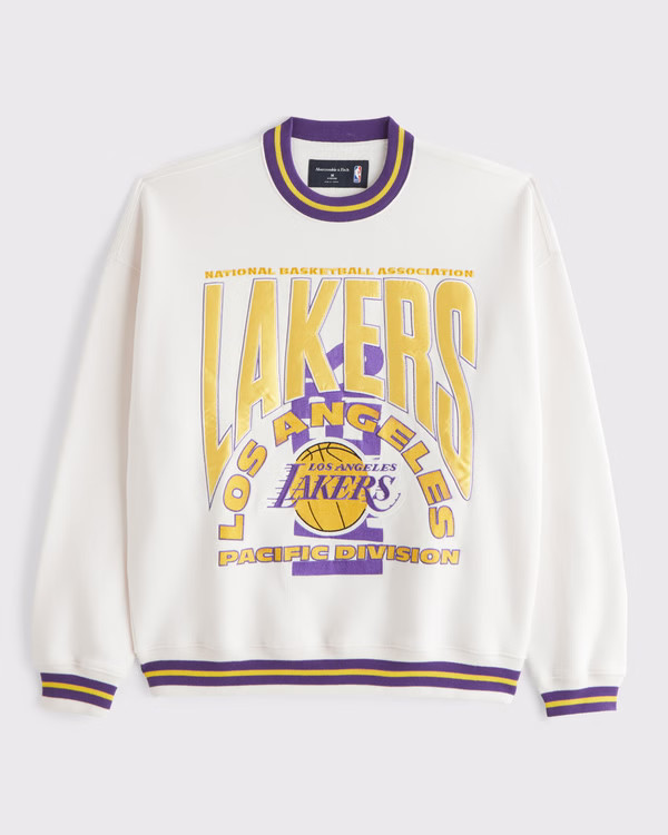 Men's Los Angeles Lakers Graphic Crew Sweatshirt | Men's Tops | Abercrombie.com | Abercrombie & Fitch (US)
