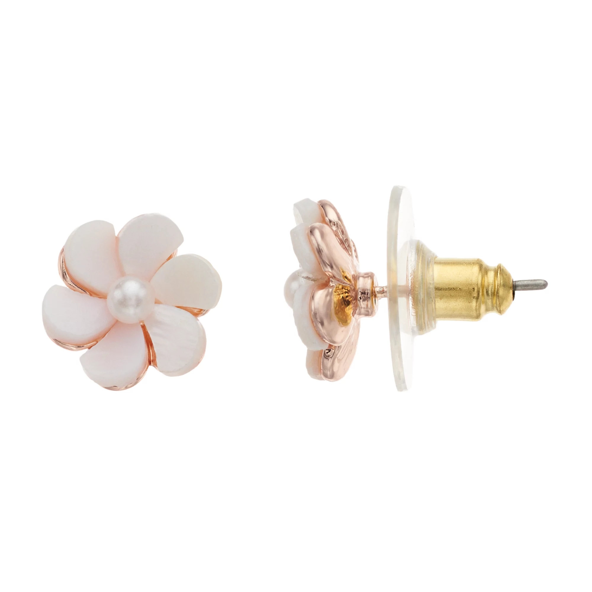 LC Lauren Conrad Mother-of-Pearl Nickel Free Flower Stud Earrings | Kohl's