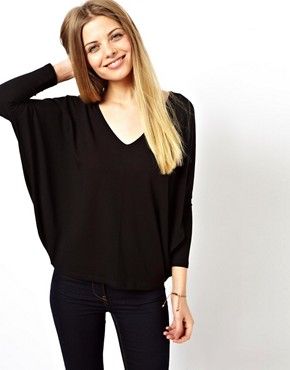 ASOS Top with Curved Hem and V Neck | ASOS UK
