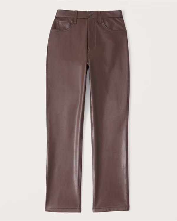 Curve Love Vegan Leather 90s Straight Pants | Abercrombie & Fitch (US)