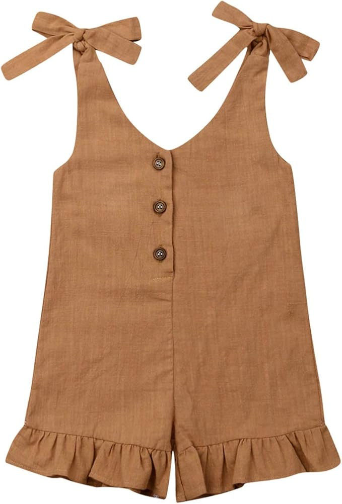 GOOCHEER Toddler Girl Outfit Sleeveless Romper One Piece Jumpsuit Bodysuit Playsuit Summer Clothe... | Amazon (US)
