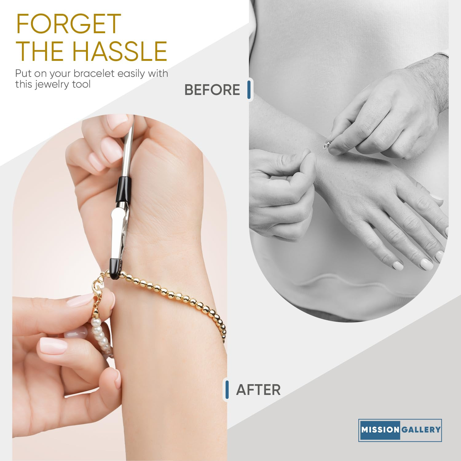 Mission Gallery Bracelet Helper Tool - Fastener Helper Tool for Bracelet, Necklace, Jewelry, Watch - Clip, Clasp Helper - Easy to Put on Yourself, Portable, Made of Metal, Silver | Amazon (US)