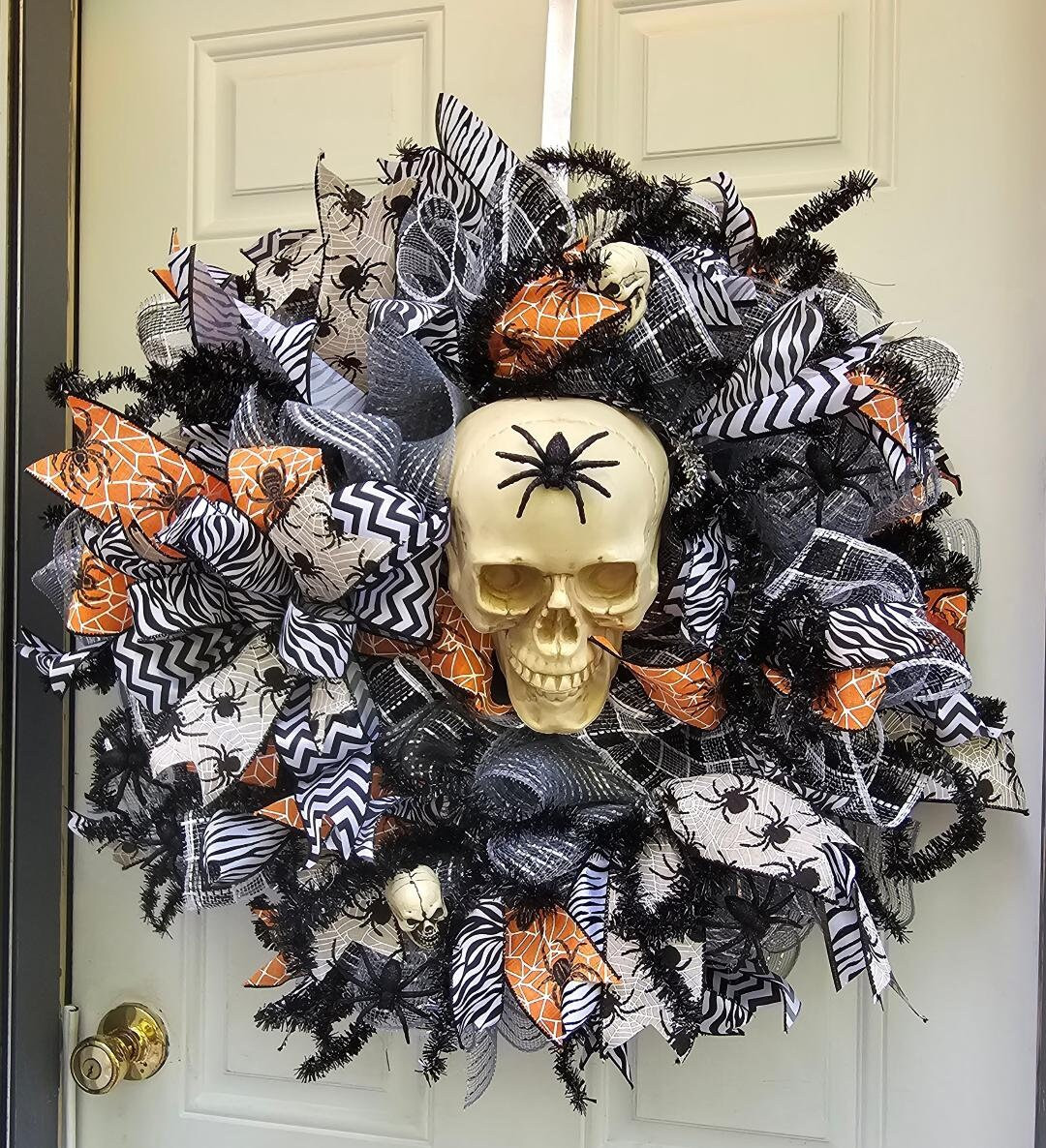 Skull and Spiders Halloween Door Wreath Halloween Wreath - Etsy | Etsy (US)