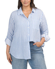 Plus Gauze Button Down Striped Shirt | Plus Size | Marshalls | Marshalls