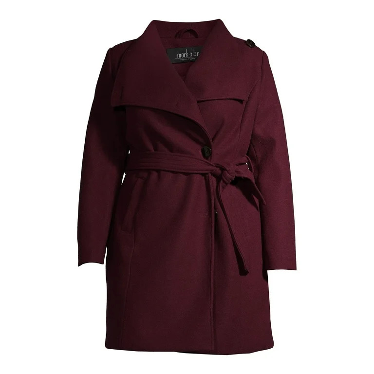Mark Alan Women's Plus Size Asymmetrical Belted Wrap Coat | Walmart (US)