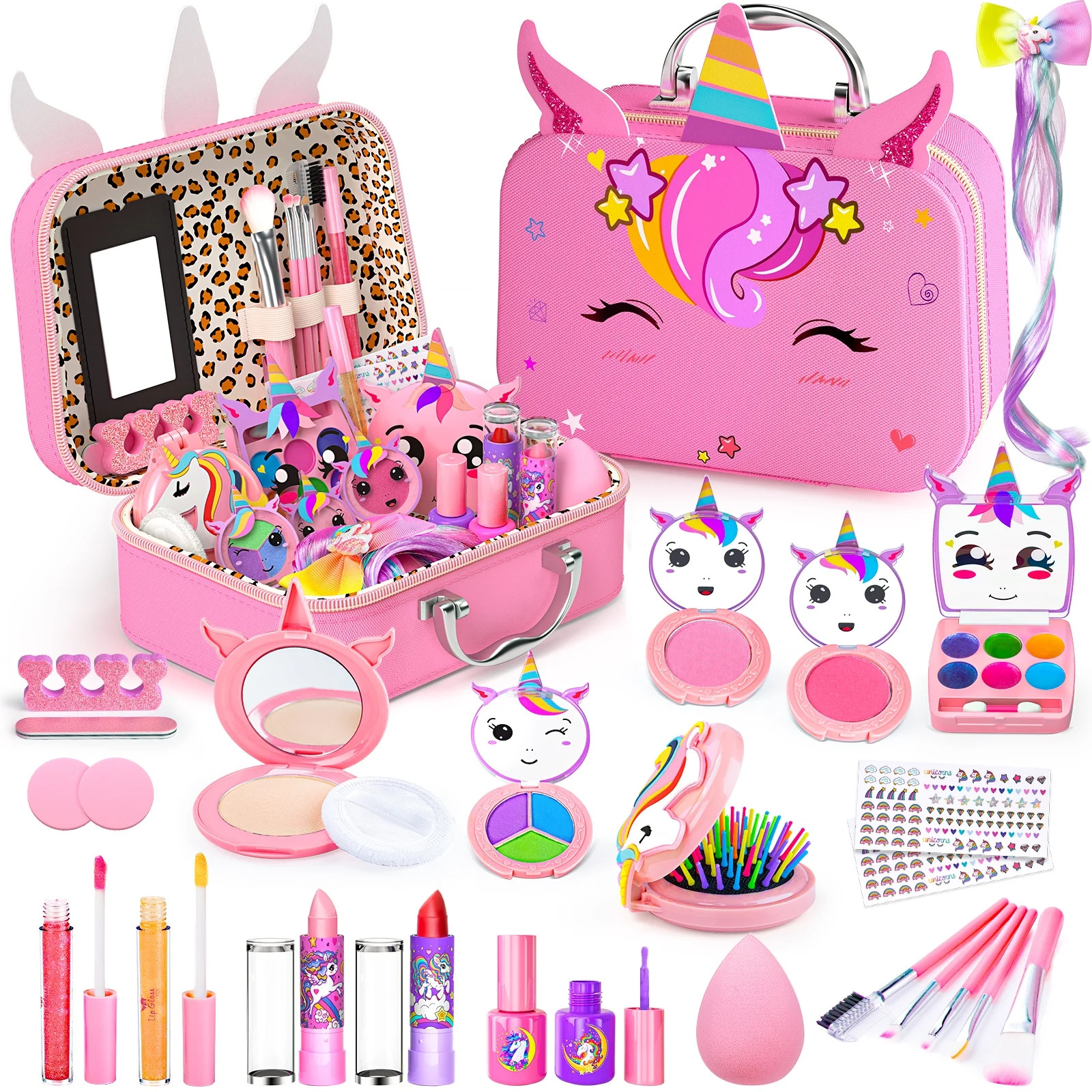 Kids Makeup Kit for Girl,2 In 1 Makeup Toys for Kids with Unicorn Cosmetic, Girl Toys Princess Ch... | Walmart (US)
