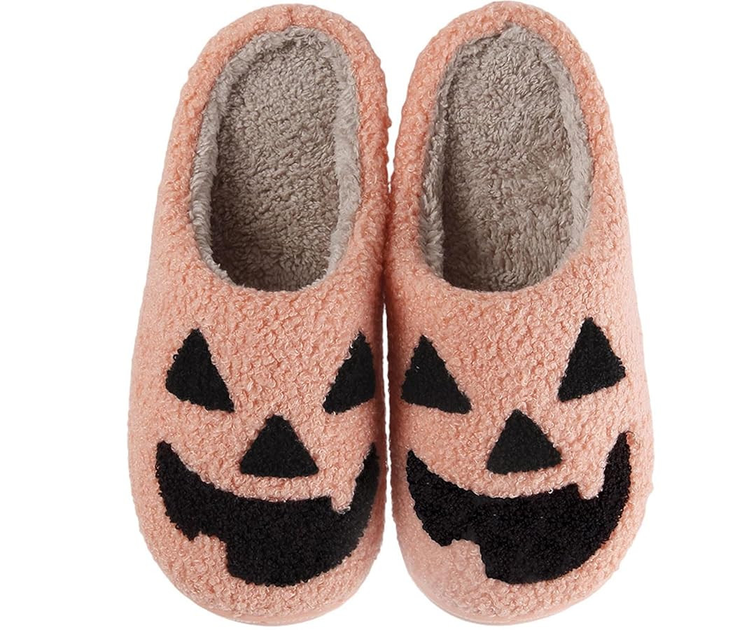Halloween Slippers Pumpkin Slippers for Womens Mens Cute Comfy Bedroom Shoes,Home House Ladies Fu... | Amazon (US)