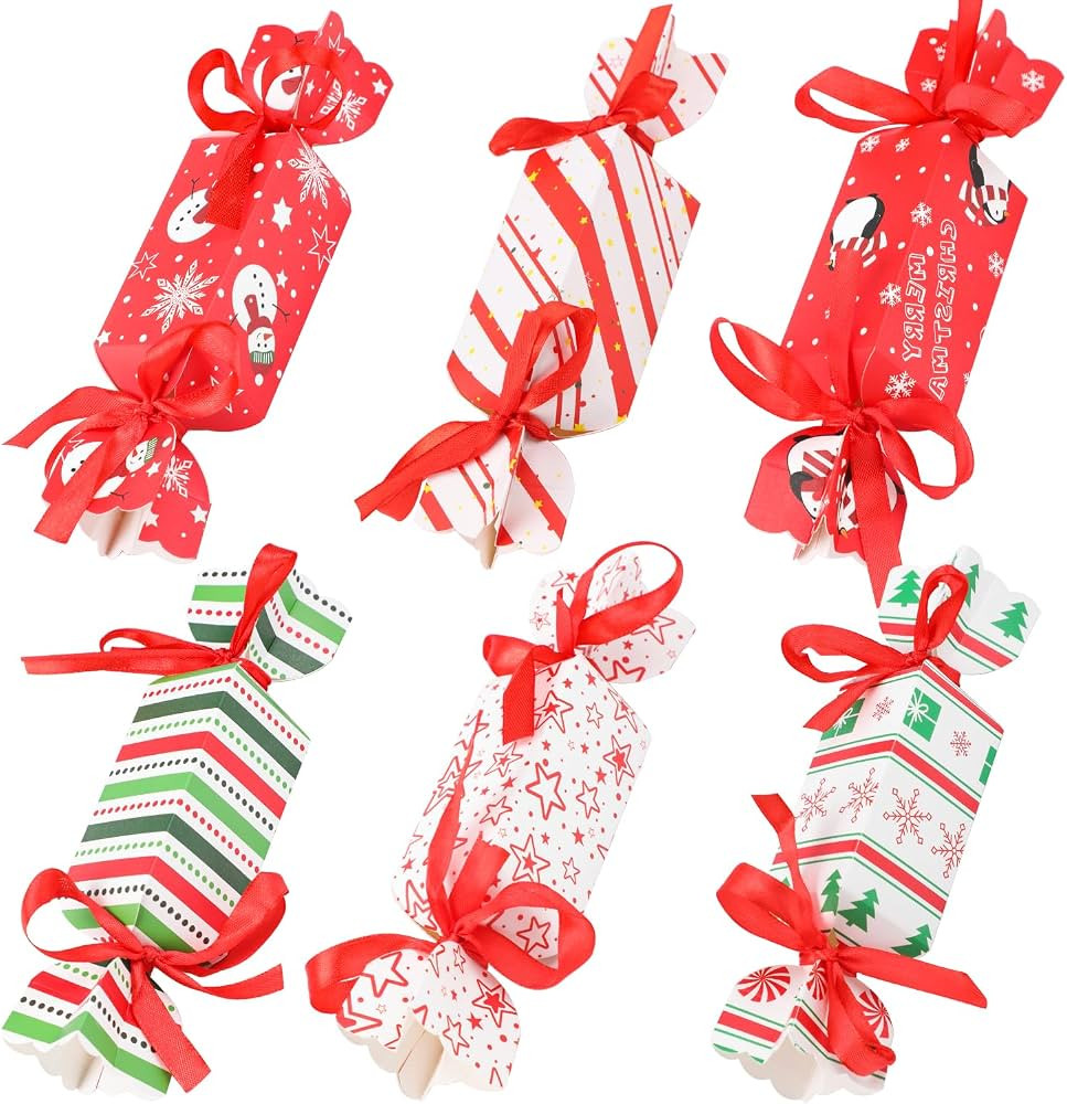 LOKIPA 24PCS Christmas Candy Boxes, 6 Styles Christmas Treat Gift Boxes Xmas Paper Boxes with Rib... | Amazon (US)