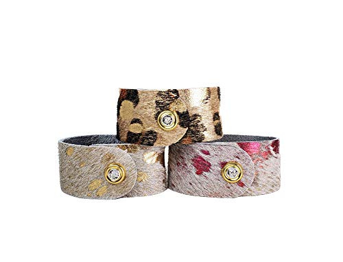 Animal Print/Acid Wash Cowhide Bracelet, Leather Jewelry, Cowhide Cuffs | Amazon (US)