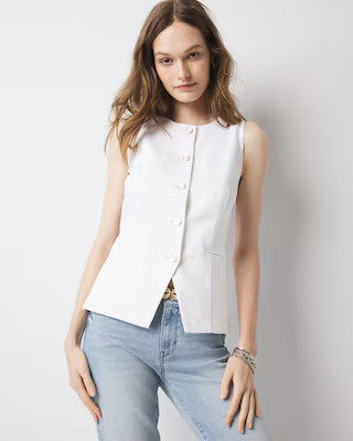 Denim Button Front Vest | White House Black Market