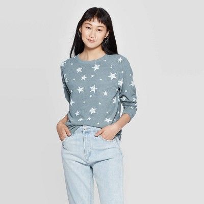 Women's Star Graphic Sweatshirt (Juniors') - Blue | Target