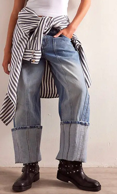 NEW FREE PEOPLE WE THE FREE DAILEY DRIVER OLSEN CUFFED BARREL JEANS SZ 28 | eBay US