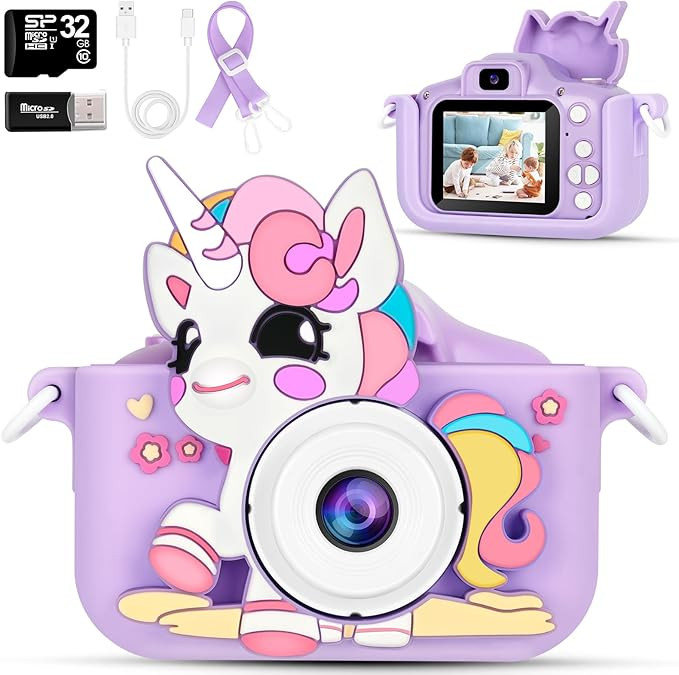 Kids Camera, AWANKOU Kids Selfie Camera for Girls Christmas Birthday Gift, 1080P Digital Camera T... | Amazon (US)