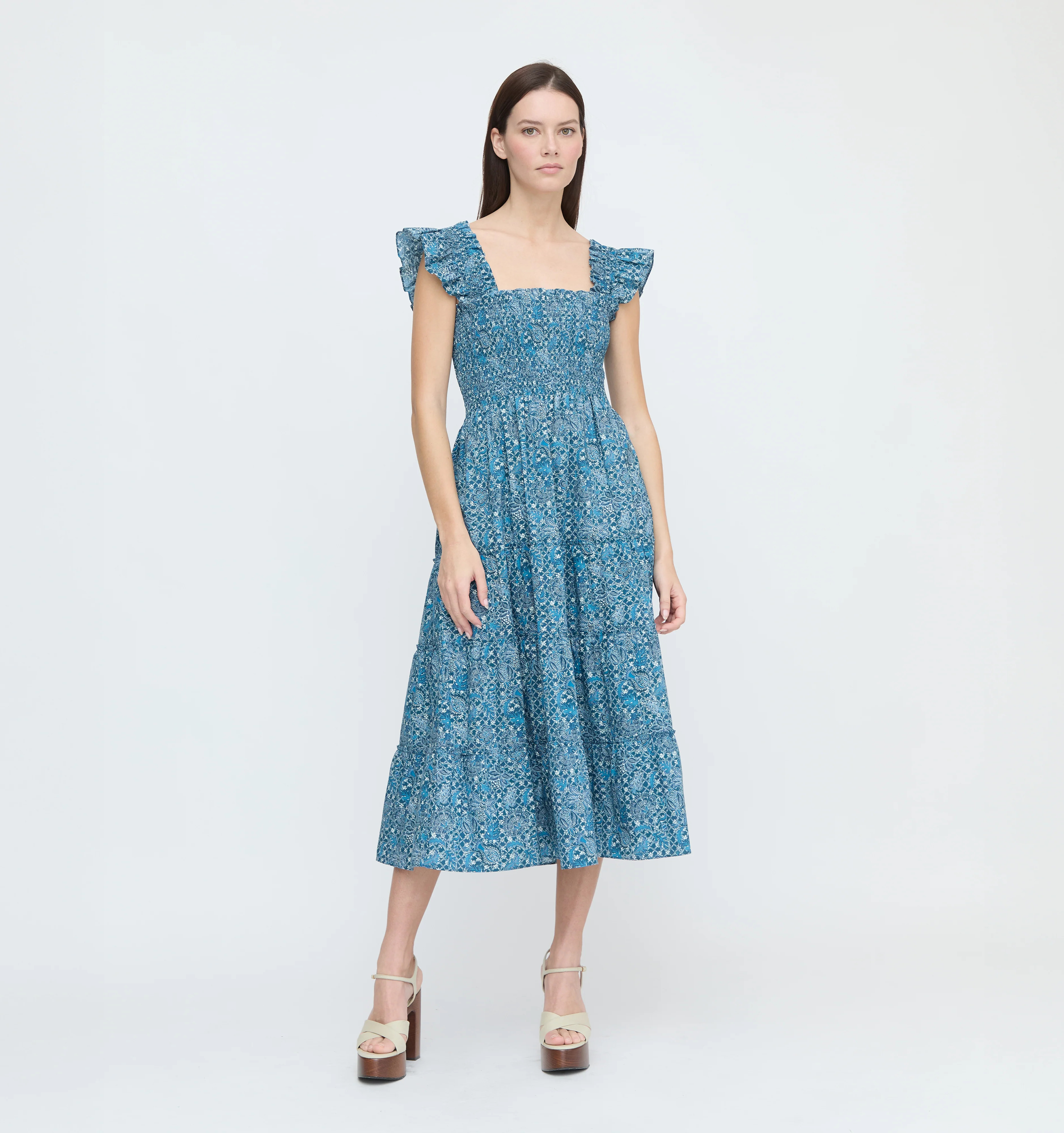The Ellie Nap Dress - Navy Calico Trellis | Hill House Home US