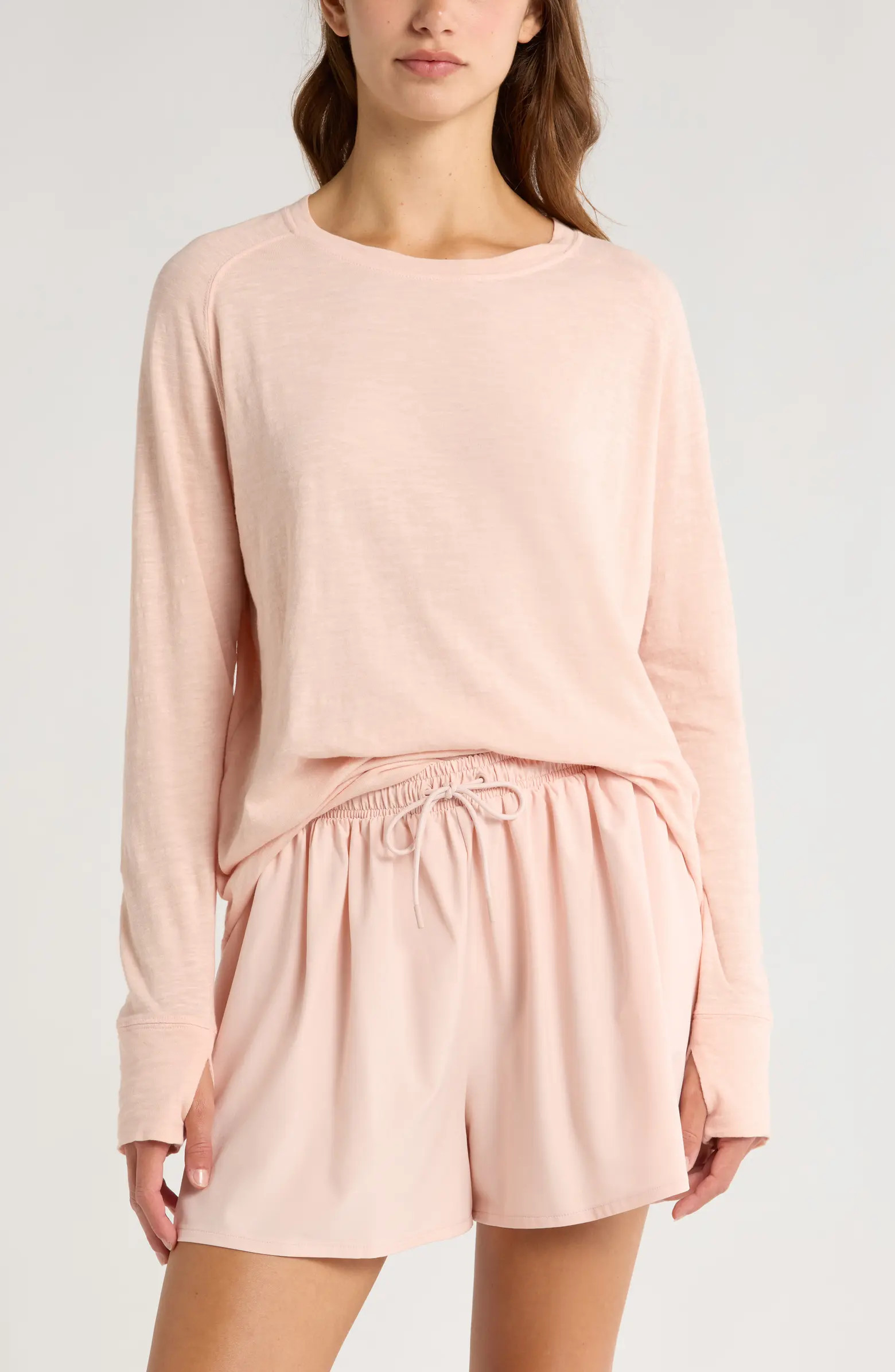 Zella Relaxed Washed Long Sleeve Slub Tee | Nordstrom | Nordstrom