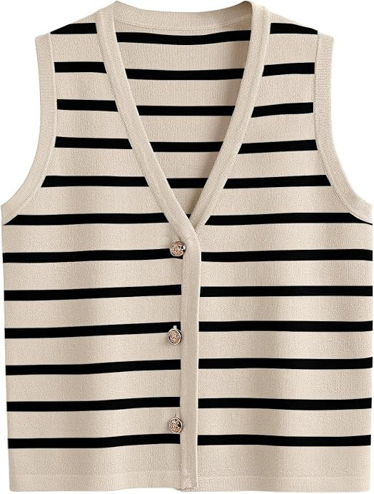 LILLUSORY Vest Tops for Women Striped Sweater Vests 2026 Fall Outfits | Amazon (US)
