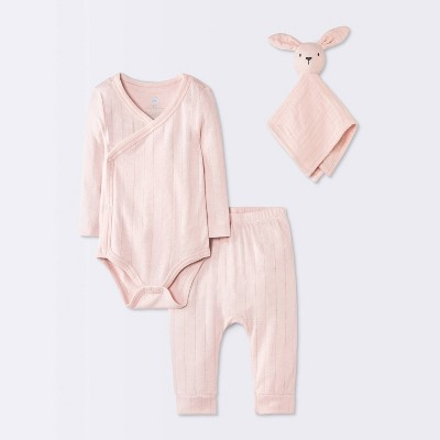 Baby Girls' 3pc Bodysuit With Pants & Lovey Gift Set - Cloud Island™ Pink 24M | Target