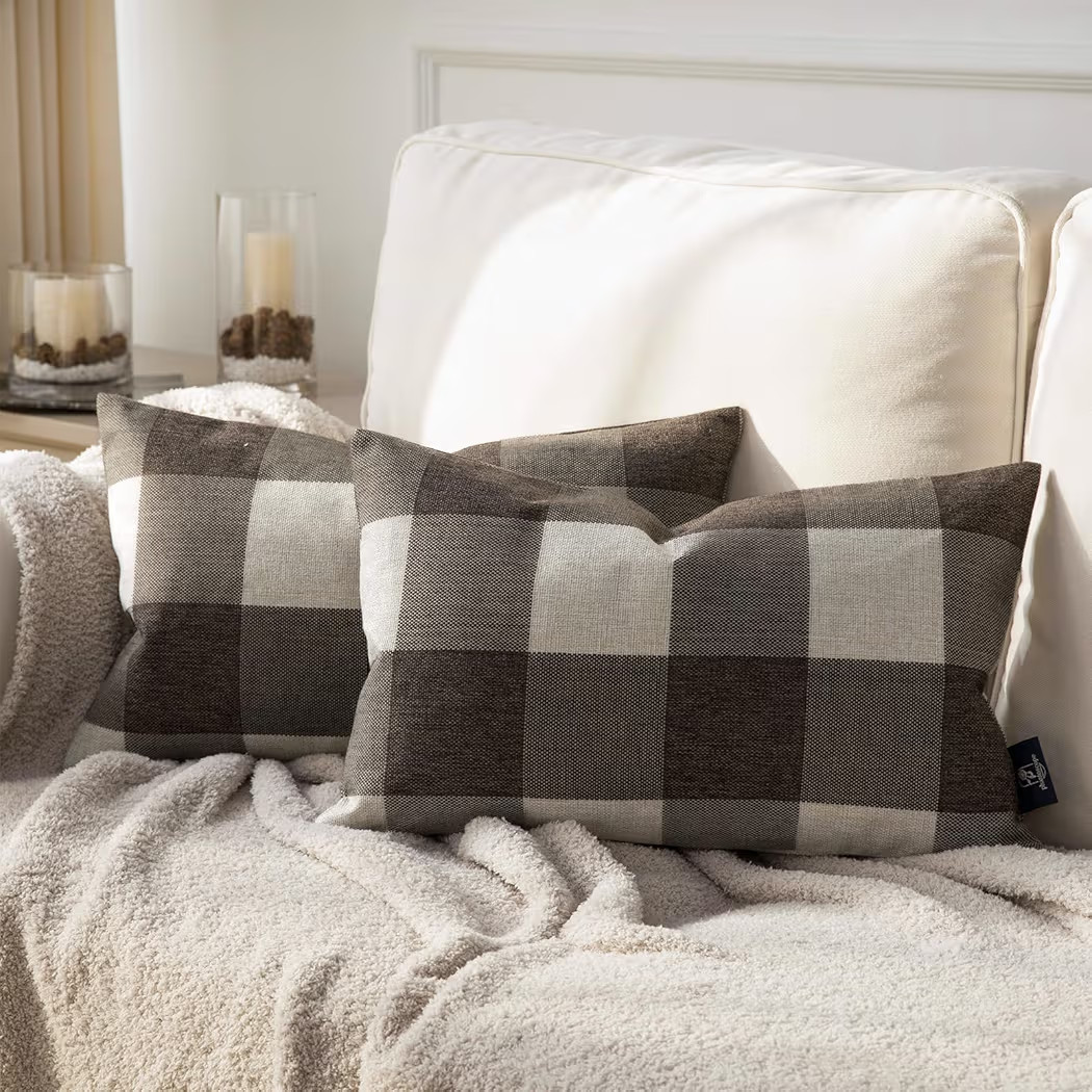 Phantoscope Pack of 2 Gingham Buffalo Check Plaid Throw Decorative Pillow Cover Outdoor Indoor Th... | Amazon (US)