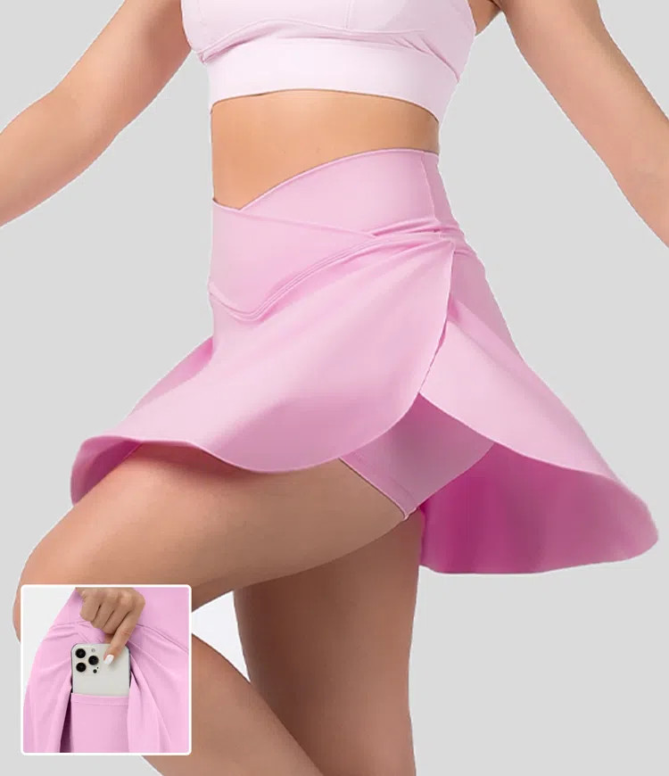 Women’s Cloudful™ Air Fabric Crossover Side Pocket 2-in-1 Cool Touch Tennis Skirt-Lucid-Longe... | HALARA
