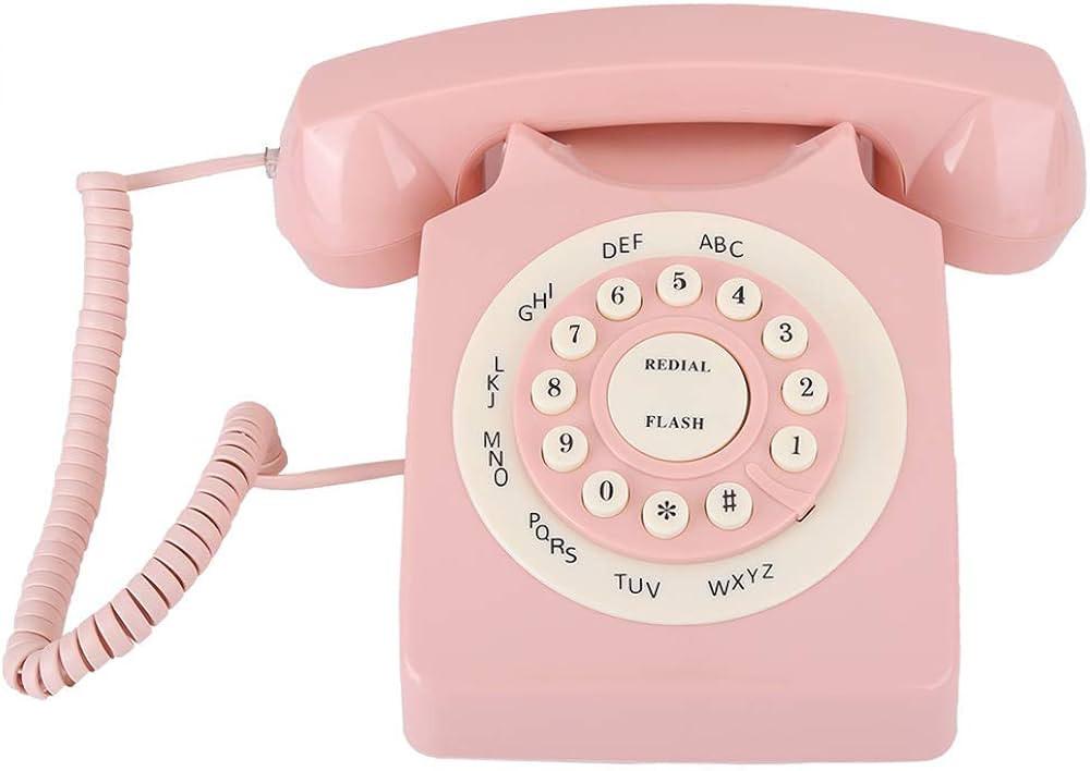Pink Retro Phone, Corded Landline Phone, Vintage Old Fashion Large Numeric Keypad Wired Telephone... | Amazon (US)