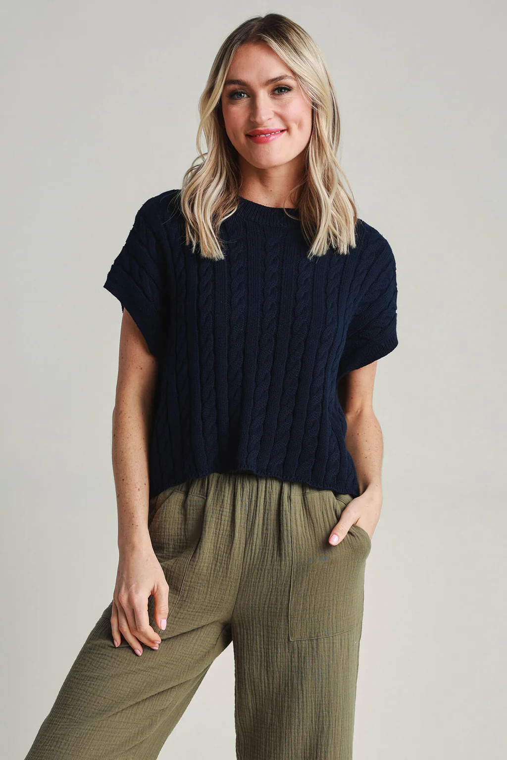 Olivaceous Cable Vest | Social Threads