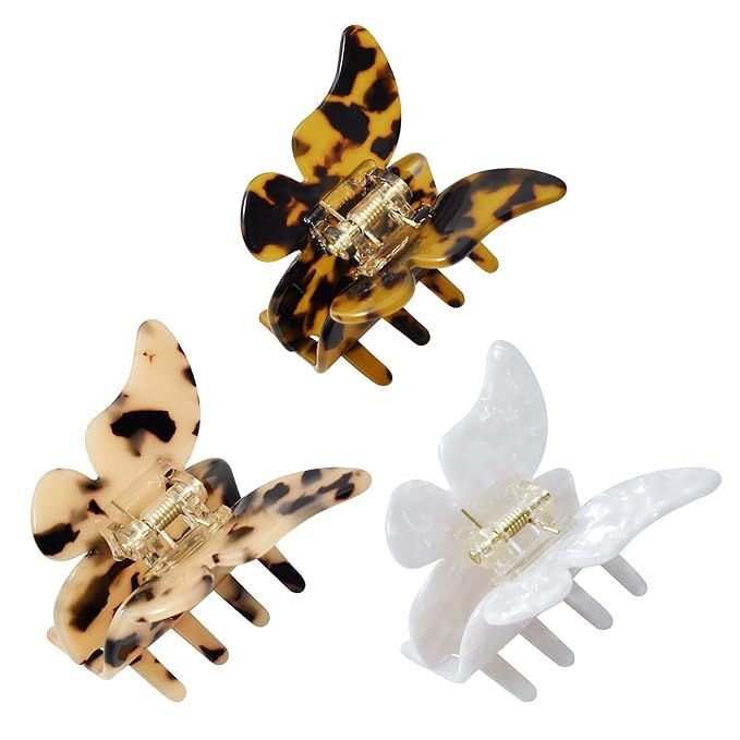 Butterfly Hair Clips Tortoise Shell Claw Clip Celluloid French Design Hair Banana for Women Girls... | Amazon (US)
