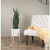 Large Ceramic Planter With Stand-Plant Stand With Planter-Plant Stand-10'' Pot - Mid Century Modern-Cylinder Pot-Natural | Etsy (US)