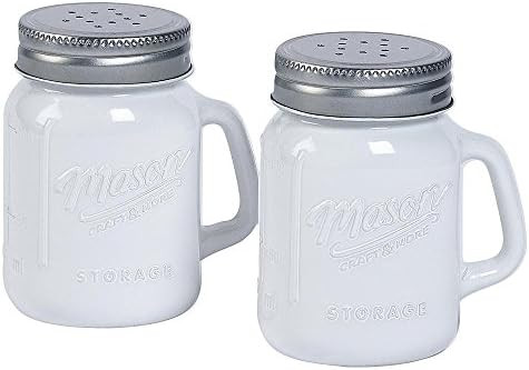 White Glass Mason Jar Salt and Pepper Shakers | Amazon (US)