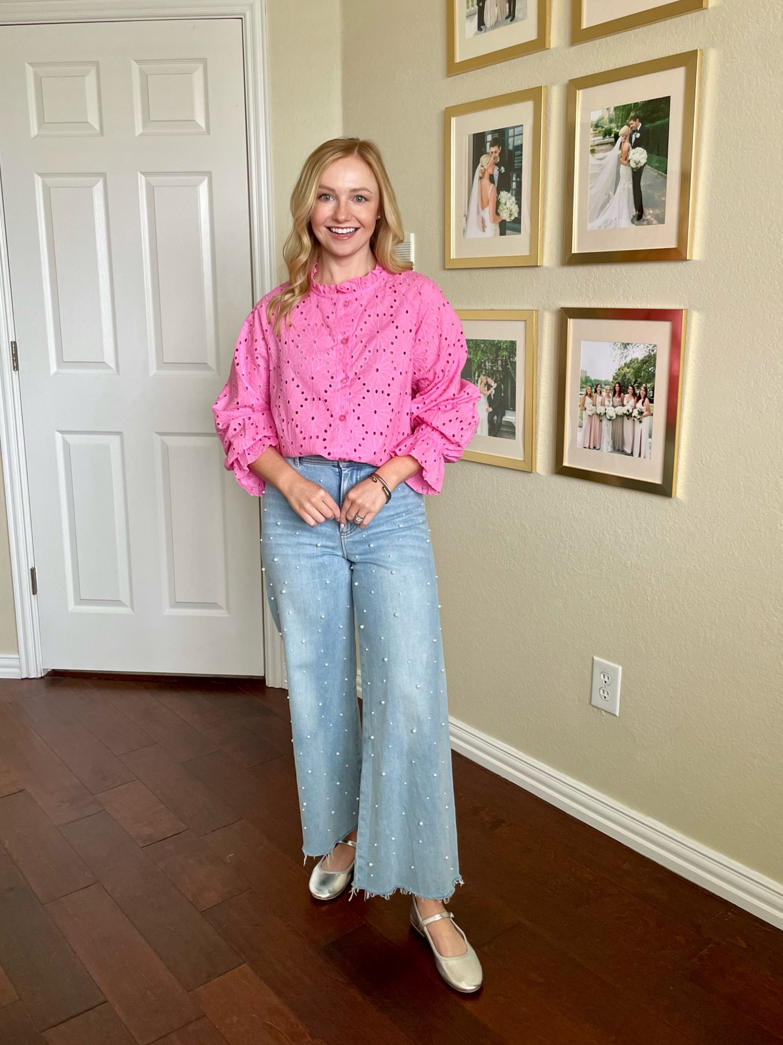 The cutest top for Valentine’s Day! It comes in tons of colors. Wearing an XS | eyelet top, Pearl jeans, Valentine’s Day outfit, pink top 

#LTKStyleTip #LTKFindsUnder50 #LTKSeasonal