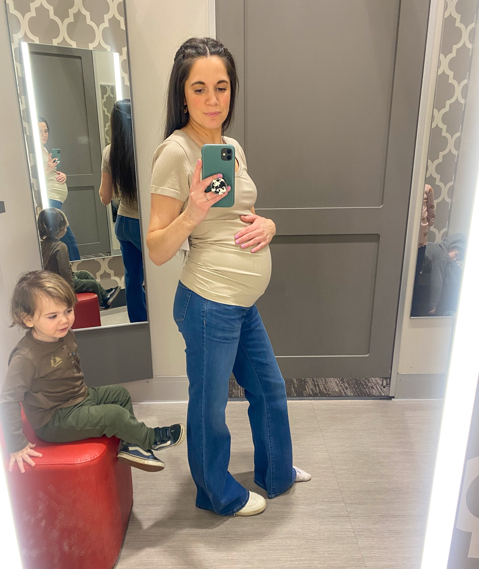 These are the perfect flare jeans from your childhood. 😆 they are buttery soft, and not too long (I’m 5’2”)!! They have a panel that goes over the belly making them so very comfy and easy to wear with your growing belly  

#LTKBump #LTKPetite #LTKBaby